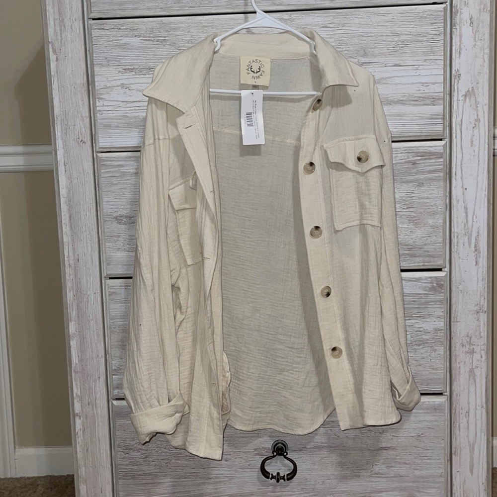 NWT Cream thin jacket size S